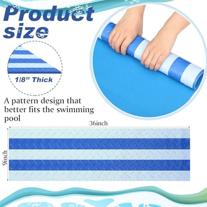 Drydiet Pool Step Mat Above Ground Ladder Mat, Swimming Protective Nonslip Step Pad with Texture, Pool Essentials Accessories for Floor Liners and Stairs, Blue and White Stripes(36 x 9 Inch) - size: 36 X 9 Inch