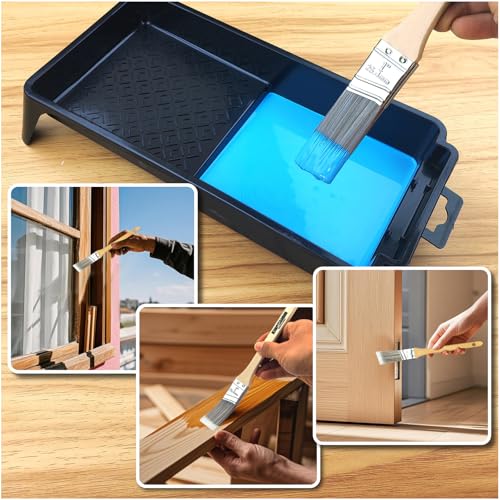 King Origin 6 Pcs Paint Brushes, 1 Inch Angled Paint Brush - Wood Handle, Thick & Dense Bristles for Smooth Finish, Small Paint Brush for Painting Walls, Trim, Art & Craft - size: 1 Inch, 6 Pack
