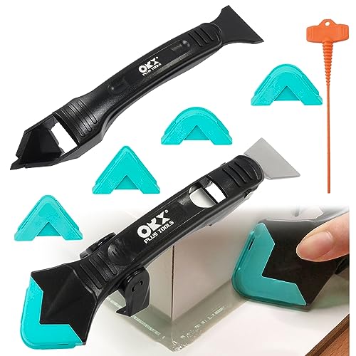 ORXPLUS Sealant Caulking Tool Kit, Finishing Tool, Grout Scraper, 5 Silicone Pads, Caulk Saver, Great for Kitchen, Bathroom, Windows, Sink Joints - size: Sealant Caulking Tool Kit