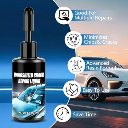 Windshield Crack Repair Kit,Upgraded Car Windshield Chip Repair Kit,Car Crack Gone Glass Repair Kit Car Glass Repair Kit for Cracks and Chips,Glass Repair Tool for Glasses,Mirrors(2Pcs)
