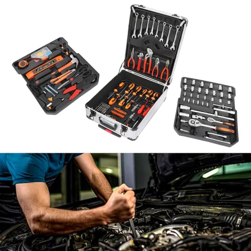 187-Piece Household Tool Set with Case, General Auto Repair Tool Set, Professional Mixed Tool Set Hand Tool Kit, Portable Storage Case Socket Wrench Sets for Home Maintenance, General Repair