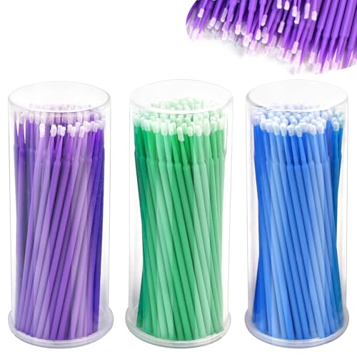 300 PCS Small Paint Brushes for Touch Up, Fine Tip Paint Brush Set for Automotive Paint Chip Repair, Disposable Paint Brushes Bulk with 2.5mm, 2.0mm & 1.5mm Sizes (Blue, Green, Purple)