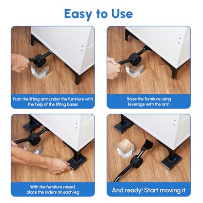 Furniture Sliders, Furniture Movers with Wheels 700LBS- 4 Metal Slider with Anti-Slip Pad（4 Brakes Each for Easy Moving, Heavy Duty Appliance Roller Dolly for Couches, Sofas +More. - size: 700LBS