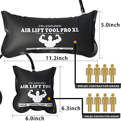 Air Wedge Bag, Professional Air Wedge Pump Leveling Kit & Alignment Tool, Commercial Grade Inflatable Shim Bag with 4 Tools - 2 pcs Different Sizes Air Wedge - style: 002