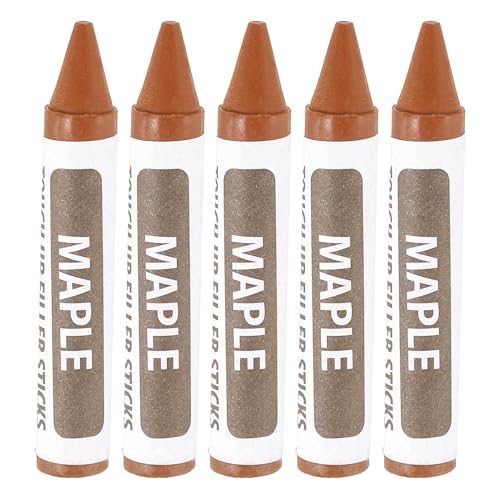 uxcell Furniture Repair Wood Markers, 5 Pcs Maple Touch Up Filler Sticks, Wood Wax Pen Crayons for Scratches, Wood Floors, Tables, Cabinet, Carpenters, Cover Ups - color: Maple