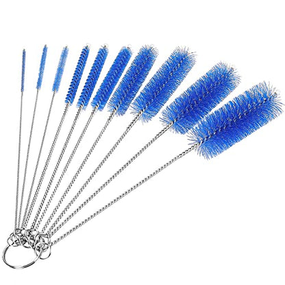 CiaraQ Bottle Cleaning Brushes, 8 Inch Nylon Tube Brush Set, Cleaner for Narrow Neck Bottles Cups with Hook, Set of 10pcs. - color: Navy Blue, size: 8.0 Inch (10pcs)