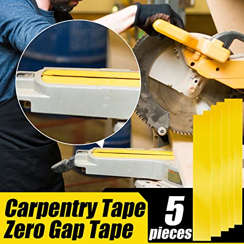 Fabbay Zero Gap Woodworking Tape for More Accurate Cuts On Miter Saw Table Saw PVC Self Adhesive Strips for Positioning Wood Cutting, 2 x 14 Inch, Yellow (5 Pcs)