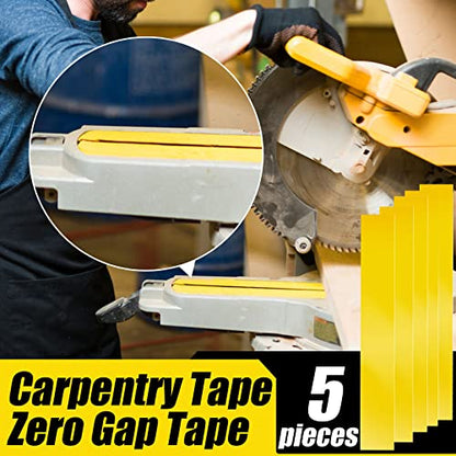 Fabbay Zero Gap Woodworking Tape for More Accurate Cuts On Miter Saw Table Saw PVC Self Adhesive Strips for Positioning Wood Cutting, 2 x 14 Inch, Yellow (5 Pcs)