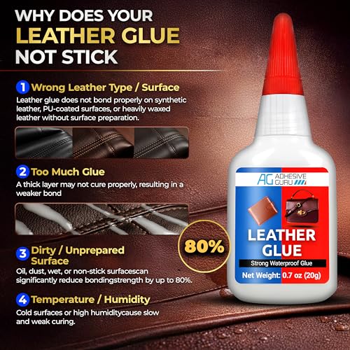 Adhesive Guru Leather Glue (2x0.7 oz) Super Glue for Purses, Sofas and Furniture Repair Ideal for DIY, Upholstery and Leathercraft. Waterproof, Compitable with Aerosol Accelerator - 2 Pack - size: 2 Pack, style: Leather Glue
