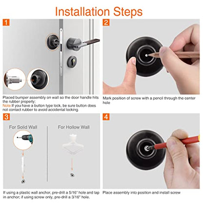 5 Pack Concave Wall Door Bumper Stop Black – 2-1/2” Outside Diameter Stainless Steel Cover with 1-1/8” Black Rubber Bumper – Easy to Install with Screw - color: Concave-Black, size: 5 Pack
