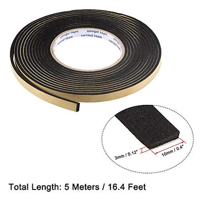 uxcell Sealing Foam Tape 10mm Wide 3mm Thick 5m/16.4ft Long, EVA Self Adhesive Weather Strip for Window Door Insulation - size: 10mmx3mmx5m