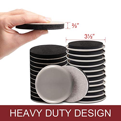 Yelanon Furniture Sliders, 20pcs-3 1/2” Felt Furniture Sliders for Carpet, Furniture Pads Hardwoods Floors, Heavy Furniture Movers Sliders, Reusable Moving Pads, Floor Protectors for Carpet - size: 10pcs 3.5'' sliders & 10pcs 3.5'' felt sliders