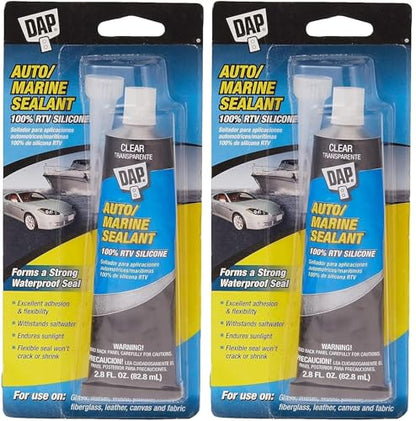 DAP 00694 2.8-Ounce Silicone Rubber Auto/Marine Sealant, Clear- Pack of 2 - size: 2.8-Ounce Pack of 2