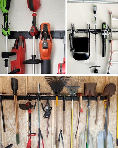 48-Inch Garage Storage Tool Organizer with 8 Hooks - Heavy Duty Metal Rack for Garage Organization, Garden Tool Organizer - Wall Mounted Tool Hanger for Shovels, Ladders, Lawn Tools - size: 48" 3 Panels & 8 Hooks