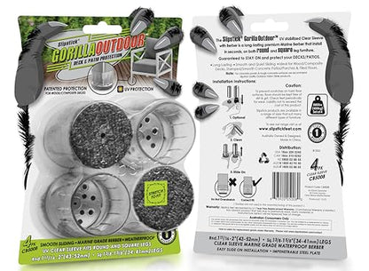 Slipstick GorillaOutdoor Berber Furniture Feet Pads with Clear Sleeve Sock (4 Pack) Outdoor Furniture Sliders for Round & Square Legs, XL - size: Universal XL