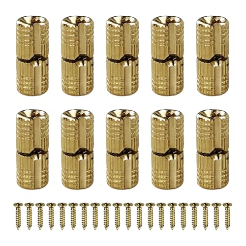 10Pcs Brass Barrel Hinges, Invisible Cabinet Furniture Hinges with 180 Degree Opening Angle, Hidden Box Hinges for DIY Jewelry Box Hand Craft (M8x18mm) - color: M8x18mm
