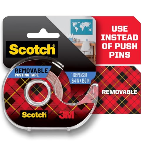 Scotch Mounting, Fastening & Surface Protection Scotch Removable Poster Tape, 3/4 x 150 Inches, 3 Pack, 109-3