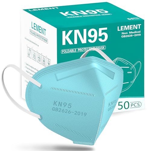 LEMENT KN95 Face Masks 50 Pack,5-Ply Breathable Cup Dust Disposable Masks For Adults,Blue - color: Adult-50 Pack-blue