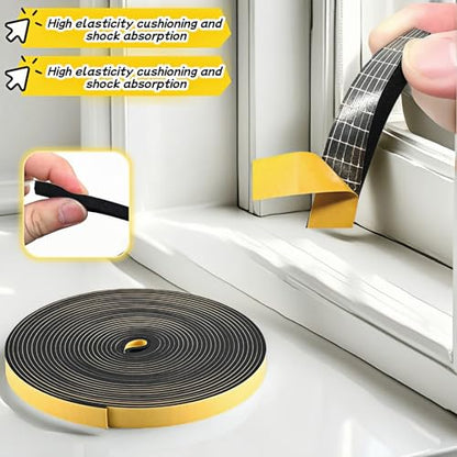 Durable Weather Seal Foam Tape: Strong Adhesive,Noise Reducing & Energy Saving, High-Density CR Foam Material,1/2" x 1/4" x 13 ft for Doors,Windows,AC - Easy Peel & Stick Seal Strip - size: 1/2 In x 1/4 In x 13Ft