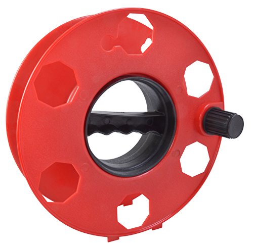 Woods Heavy Duty Cord Storage Wheel - Holds Up to 125 Feet of 16/3 or 110 Feet of 14/3 Gauge Cord - Tangle-Free Design for Extension Cords, Rope, or Hose - Orange/Black - size: 125 Ft