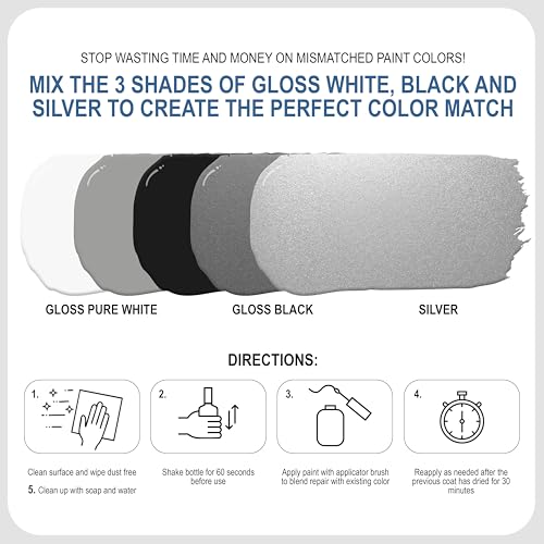 Sundaze Gloss Appliance Touch-Up Paint Pen Kit - Stove, Refrigerator, Washer, Dryer Touch Up - 3 Glossy Colors White, Black, Silver - Instantly Repair & Restore Scratches, Chips, Stains - Color Match
