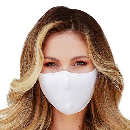 Washable Face Mask with Non-Adjustable Ear Loops & Nose Wire - color: Solid - White