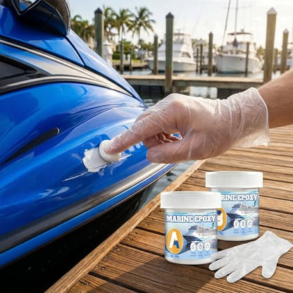 200g Marine Epoxy Putty White Marine Grade Epoxy Stick Fix Strong Adhesion Durable Waterproof for Repair Holes Gaps Dents Cracks in the Hull Metal Ceramics Plastics Wood Tiles,White 100g*2