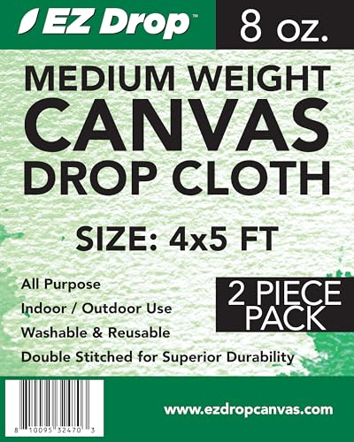 EZ Drop Painter's Canvas Fabric Drop Cloth for Painting (4 ft. x 5 ft.) 2 Pack - size: 4 ft. x 5 ft. 2 Pack