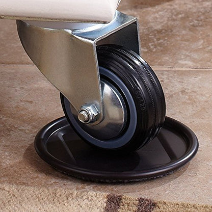SoftTouch 4" Round Reusable Carpet Bottom Furniture Caster Cups for Office Chairs, Desks, and Carts, Furniture Wheel Caster Cups for Carpet and Hardwood Surfaces, 4-Pack, Gray
