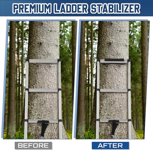 Briwooody Rubber Steep Ladder Stabilizer, Anti-slip Ladder Accessory, Extension Stepladder Attachment Against Wall, Fall Prevention, Scratch Protection, Telegraph Pole Trunk for Added Stability Safety