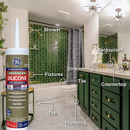 GE Sealants & Adhesives Advanced Silicone 2* Kitchen & Bath Sealant, 10.1oz, White