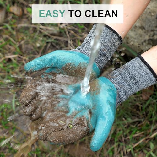 Trifabricy Garden Gloves for Women/Men - 6 Pairs Latex Gardening Gloves with Grip, Protective Work Gloves for Lawn Yard - color: Green & Black & Grey