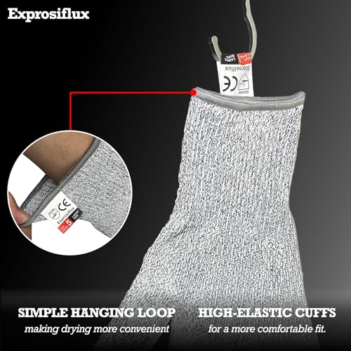 2-Pair Cut Resistant Work Gloves EN388 Level 5 - High Performance Protection, Food Safe & Machine Washable for Butcher, Kitchen, Woodworking, Light Handling & Packaging, Gray, Large - size: Large