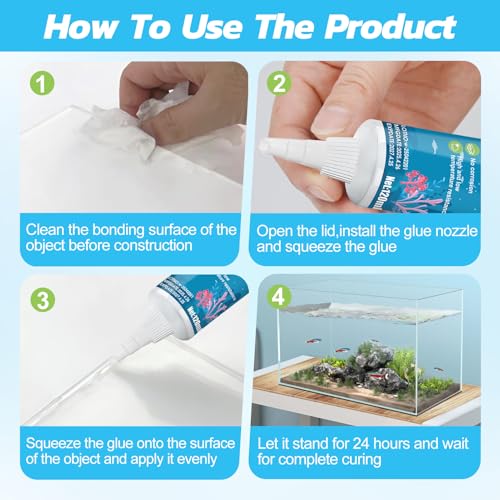 Aquarium Safe Silicone, Aquarium Silicone Transparent Underwater Sealant Fish Tank Waterproof Strong Adhesion Good Flexibility Underwater Bonding for Fish Tank, Pools Transparent, 120ml