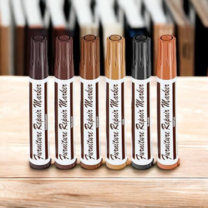 Sierra Furniture Repair Markers- Restores Color to Any Wooden Surfaces Maple Oak Cherry Walnut Mahogany and Black Set of 6