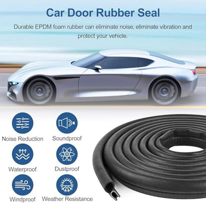 Kikerike Automotive Door Weather Stripping 40Ft Car Rubber Edge Trim Seal Strip Gasket with Top Bulb Easy to Install for Car Bus Camper Boat RV Truck Doors and Home Applications - color: 40Ft