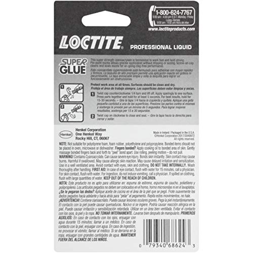 Loctite Super Glue Liquid Professional, Clear, 0.7 fl oz Bottle, 4 Pack - Superglue for Plastic, Wood, Metal, Crafts & Repair, Cyanoacrylate Adhesive Instant Glue, Quick Dry - size: 4 Pack