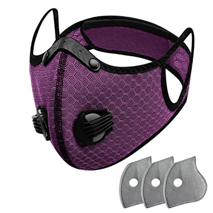 FULIER Dust Face Mask Anti-Fog Outdoor Cool Sports Mask Reusable Face Protection - color: Purple