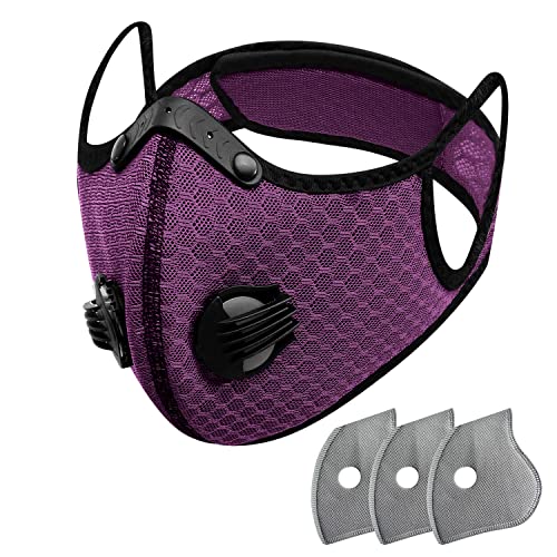 FULIER Dust Face Mask Anti-Fog Outdoor Cool Sports Mask Reusable Face Protection - color: Purple