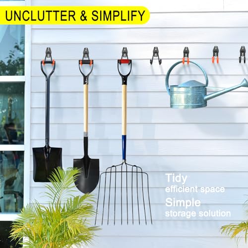 6 Pack Garage Hooks Heavy Duty Storage Organizer Wall Mount Power and Garden Tool Hangers, for Hanging Ladders, Ropes, Hose, Bulk Items - color: Black 6 pack