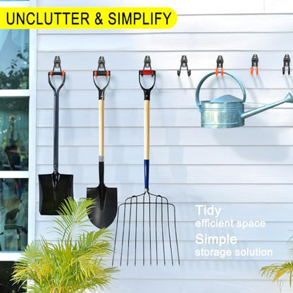 6 Pack Garage Hooks Heavy Duty Storage Organizer Wall Mount Power and Garden Tool Hangers, for Hanging Ladders, Ropes, Hose, Bulk Items - color: Black 6 pack