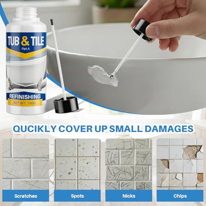 Tub and Tile Paint, 3.5 oz Tub Paint for Bathtub, 1-Part Bathtub Touch Up Paint White for Sink Bathroom Kitchen Countertop, Water Based & Low Odor, Semi-Gloss white,5-5.5 sq ft (No Need Part B) - size: 3.5 Fl Oz (Pack of 1)