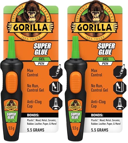 Gorilla Super Glue Gel Pen, 5.5 Gram (Pack of 2) - size: Pack of 2, style: Gel