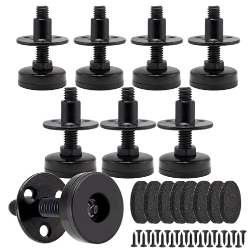 Furniture Leveling Feet Heavy Duty, Adjustable Furniture Feet Levelers Screw on Heavy Duty Desk/Chair/Cabinet/Dresser/Bench Leg Leveler, Round T-Nut Kit 3/8”-16 Thread (8 Pack, Black) - size: SHORT, 8 Pack