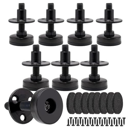 Furniture Leveling Feet Heavy Duty, Adjustable Furniture Feet Levelers Screw on Heavy Duty Desk/Chair/Cabinet/Dresser/Bench Leg Leveler, Round T-Nut Kit 3/8”-16 Thread (8 Pack, Black) - size: SHORT, 8 Pack