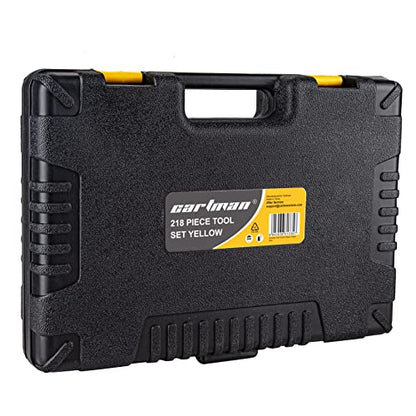 CARTMAN 218-Piece Tool Set General Household Hand Tool Kit with Plastic Toolbox Storage Case Yellow - style: 218 PC