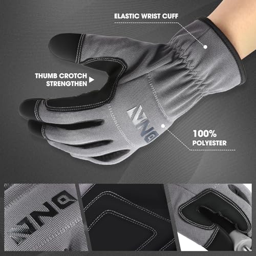 DNA MOTORING 4pair Multi-Purpose Utility Machanic Gloves, Flexible Breathable Performance Padded Knuckles Palm Work Gloves, Grey, TOOLS-00582 - color: Grey-4pair