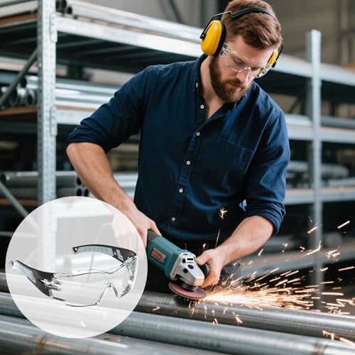 Safety Glasses Anti Fog UV400 Lightweight Rubber Temple Goggles,Eye Protection Glasses for Men & Women - color: Grey