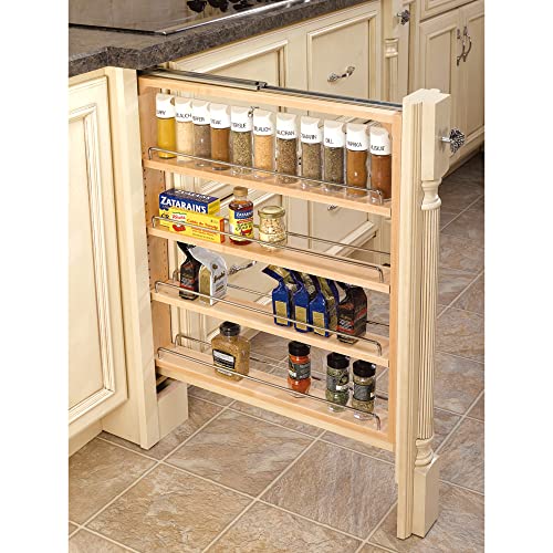 Rev-A-Shelf Pullout Shelf Organizer for Base Kitchen or Bathroom Cabinets, Wood Filler Pantry Storage or Spice Rack, Maple, 3" x 23" x 30", 432-BF-3C - size: 3" W