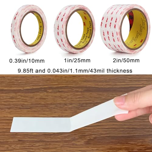 3M Double Sided Tape 1in X 9.85ft，Heavy Duty Removable Mounting Tape, Picture Hanging Adhesive Strips - size: 1in x 9.85ft